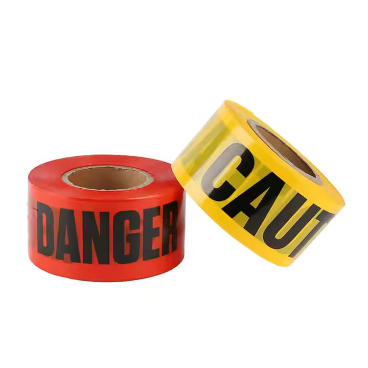 Custom Printed White Red Barricade Caution Safety Pvc Pe Film Warning Tape Caution Tape Yellow