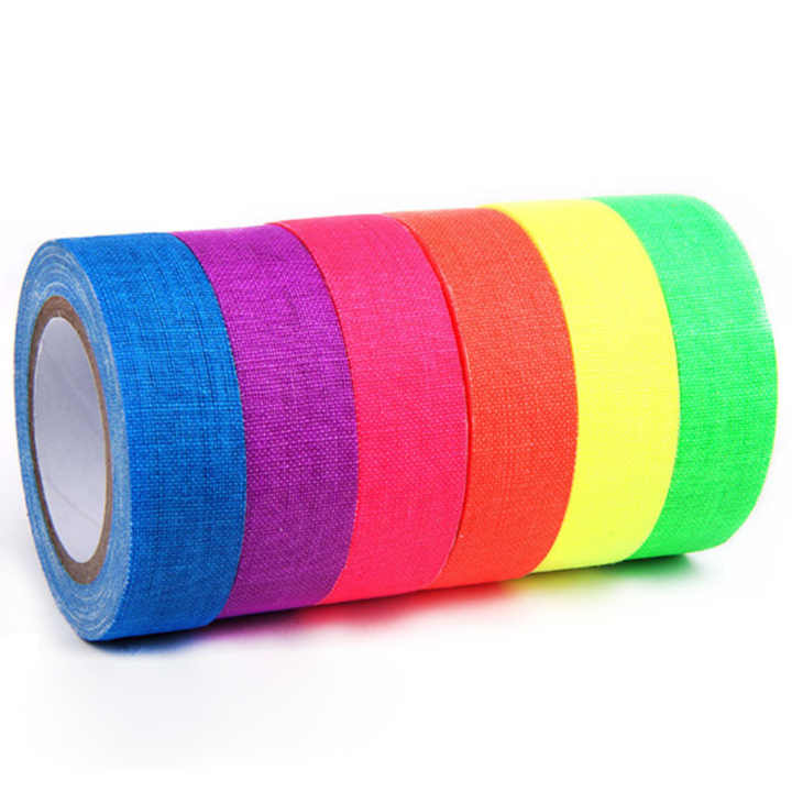 Fluorescent Adhesive Tape Spike Tape Uv Blacklight Reactive Neon Gaffer Cloth Tape for Party Stage Camera Art Craft