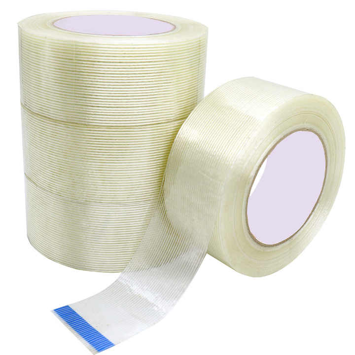 Heavy Duty Transparent Reinforced Fiberglass Tape for Bundling Tubes, Cartons Filament Strapping Tape