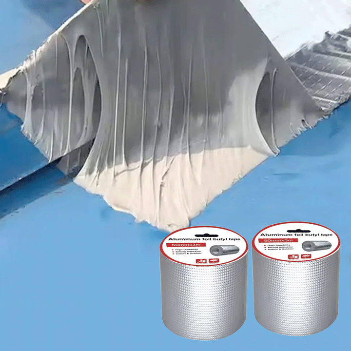 Butyl Tape Manufacturer Self Adhesive Reinforced Aluminium Foil Butyl Rubber Waterproof Tape Roll for Roofing Leak-Proof