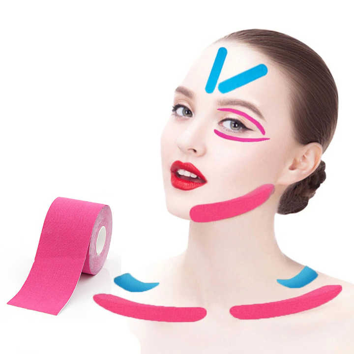 Kinesiology Tape for Face Strips Wrinkles, Kinesiology Silk Face Tape Japan E for Face V Line Neck Eyes Lifting Wrinkle