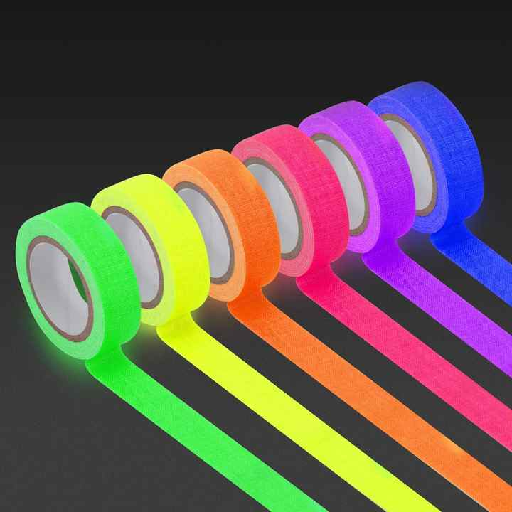Fluorescent Cloth Tape 6 Intense Neon Colors for Stage Party Play Grid Floors Color Coding Art Crafts Masking