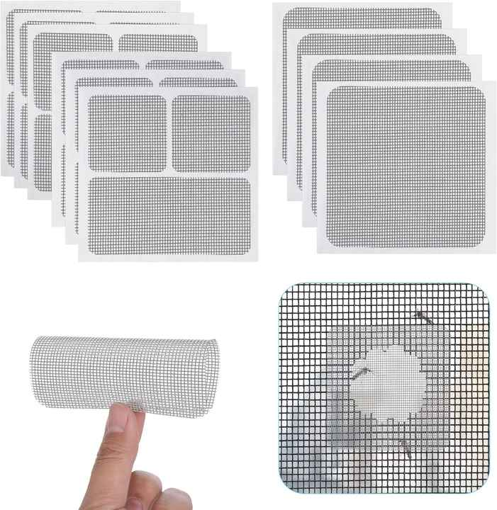 Window Screen Repair Tape 4 Size Self-Adhesive Window Screen Repair Patches Kit for Windows Doors Tent Net