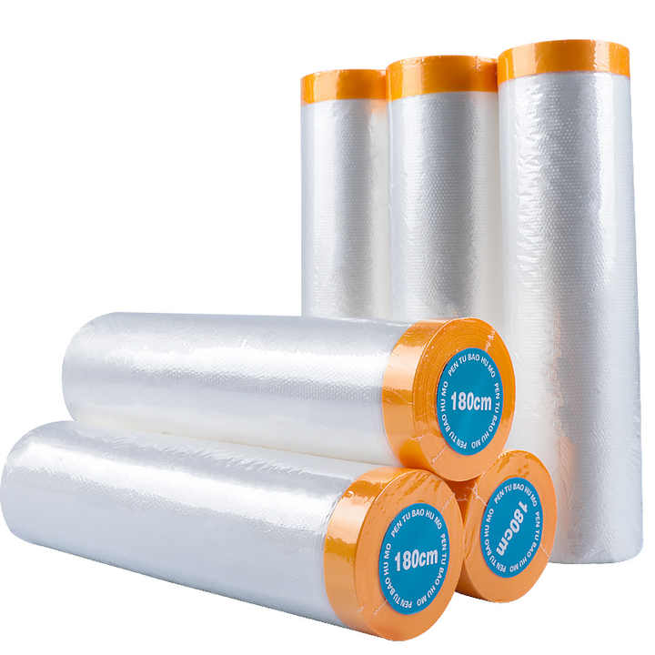 Automotive Furniture Painting Covering Plastic Paint Protective Pre-taped Cover Masking Tape Film
