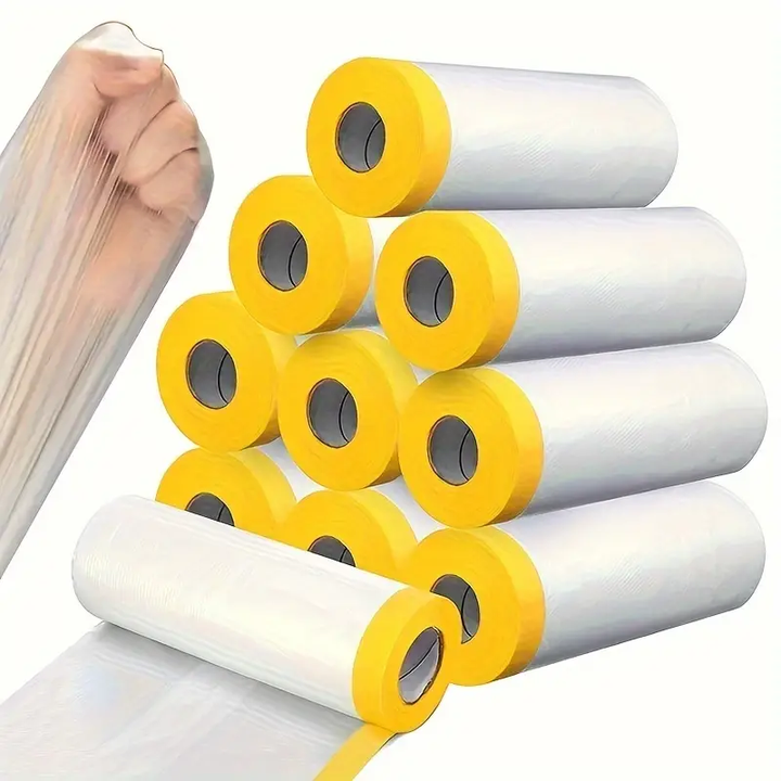 Pre Taped Plastic Film Masking Film With Tape Roll Car Painting Masking Tape