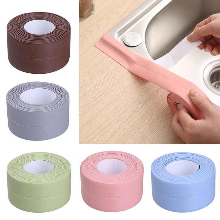Caulk Strip Self Adhesive Waterproof Wall Sticker Tape,Self Adhesive Waterproof Seam Pvc Heat Sealing Tape for Bathroom Kitchen