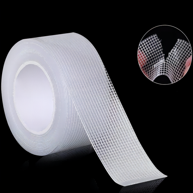 Waterproof Super Strong Printed Nano Silicone Clear Non Self Adhesive Tapes Roll Manufactures With Logo for Hair Extensions