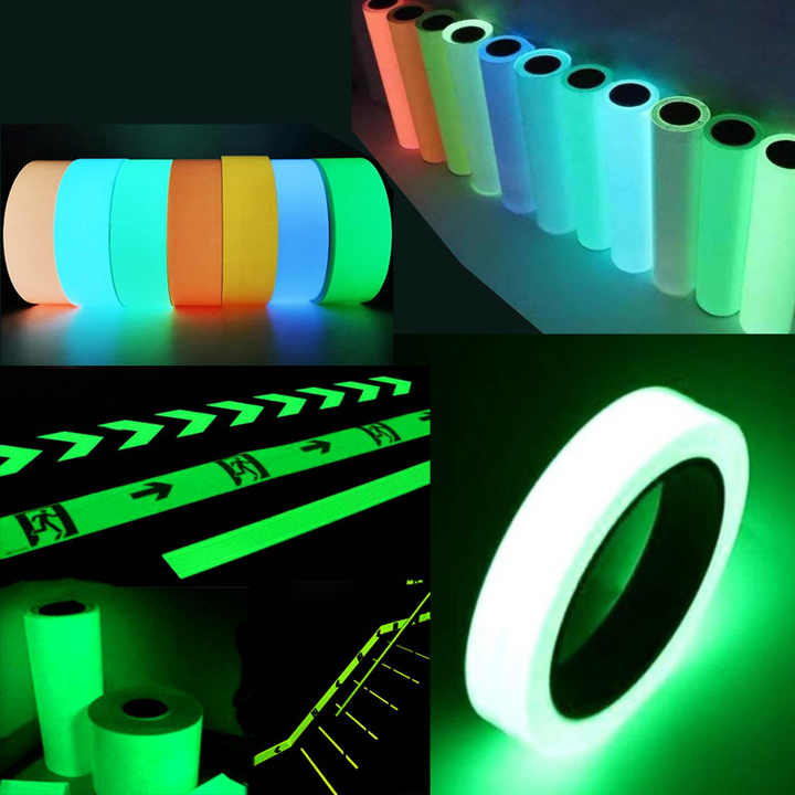 High Bright Glow in Dark Printing Photoluminescent Pvc Film Vinyl Self Adhesive Tape Sticker Glowing Print Dot Safety Decals