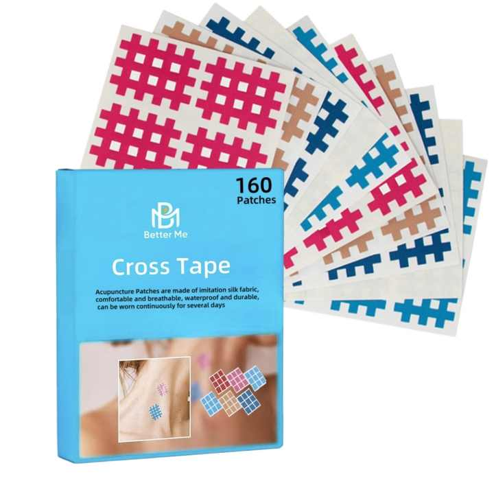 Low MOQ OEM Pain Relief Stickers Cross-Tape Pre Cut Kinesiology Tape for Tense Sore Muscles Cross Tape
