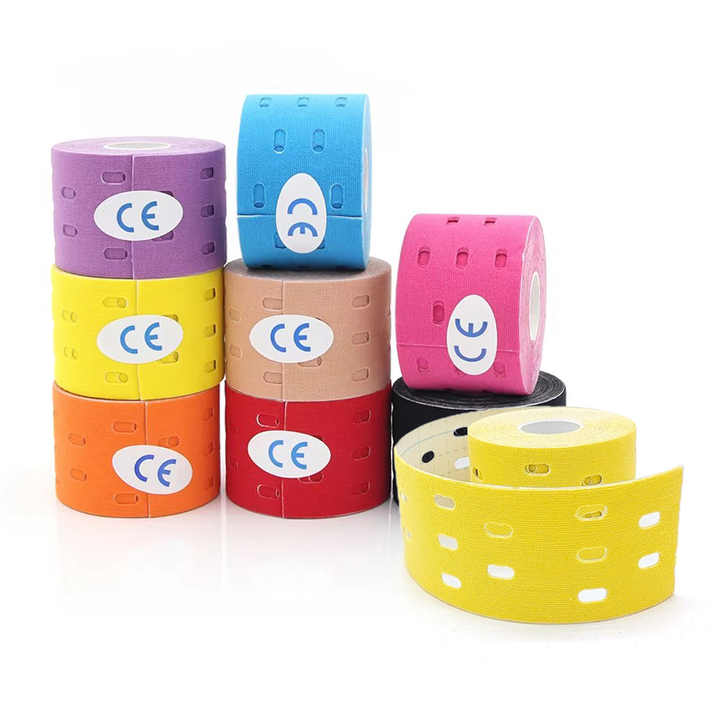 Manufacturer Sport Physio Muscle Acupuncture Therapy Bore Punched Kinesiology Tape for Fitness Physiotherapy