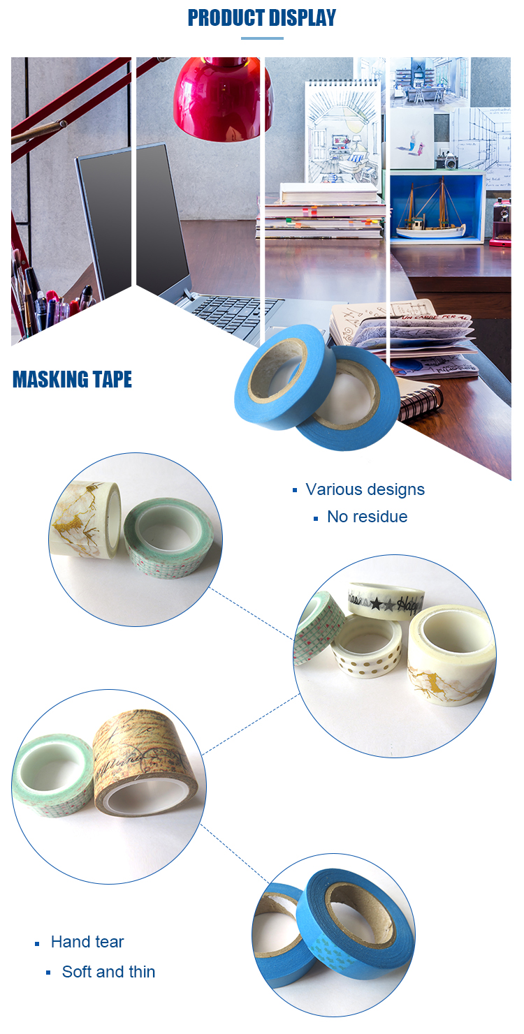 3 Packs Single Sided Customized Size 3m Blue Tape for Car,Wall Painting