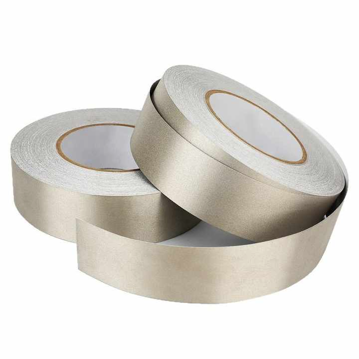 Soft Conductive Cloth Tape Low Impedance Silver Reticulated Plain Weave Hot Melt Electromagnetic Radiation Shielding Fabric