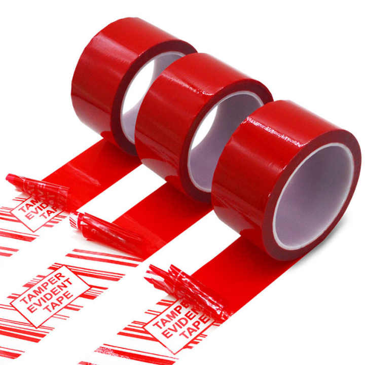 Red Recyclable PET Tamper Evident Self Adhesive Tape VOID OPEN Envelope Box Carton Sealing Packing Shipping Security