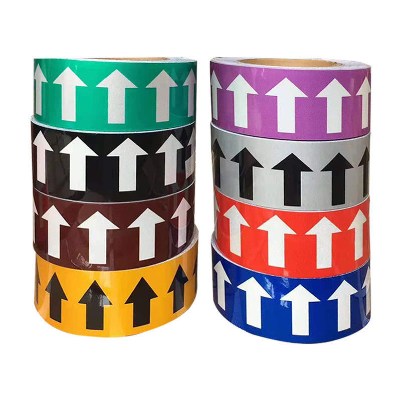 Custom Professional Reflective PVC Pipe Marking Tape 20m Length IMO Water Gas Flow Safety Arrow Warning Use Suppliers