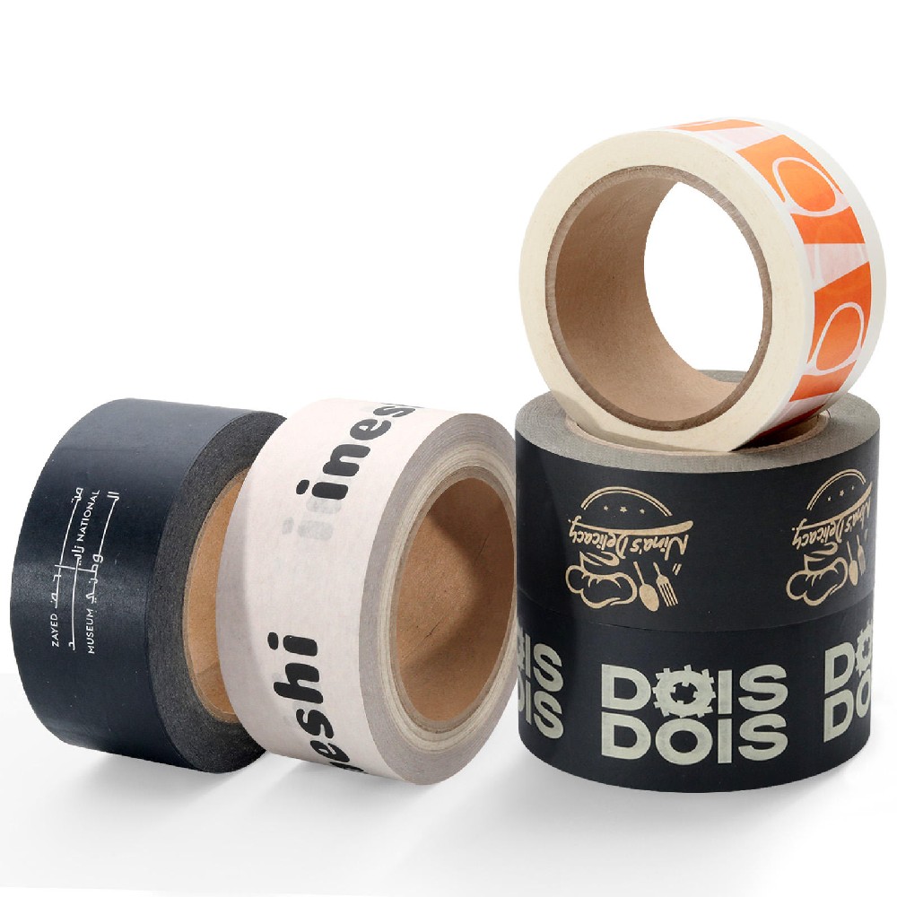 Custom Colored Eco Friendly Degradable Gummed 3 Inch Printed Parcel Package Kraft Paper Adhesive Tape with Logo