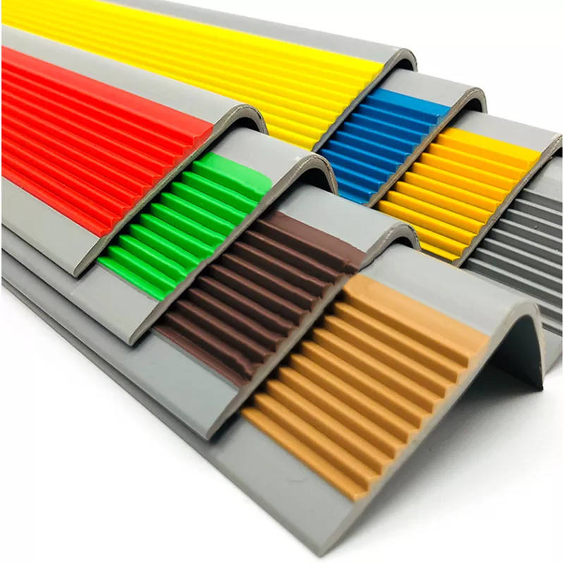 Modern L-Shape Colored Anti-Slip PVC Rubber Stair Nosing Edge Trim Protective Strip for Solid Wood Stairs