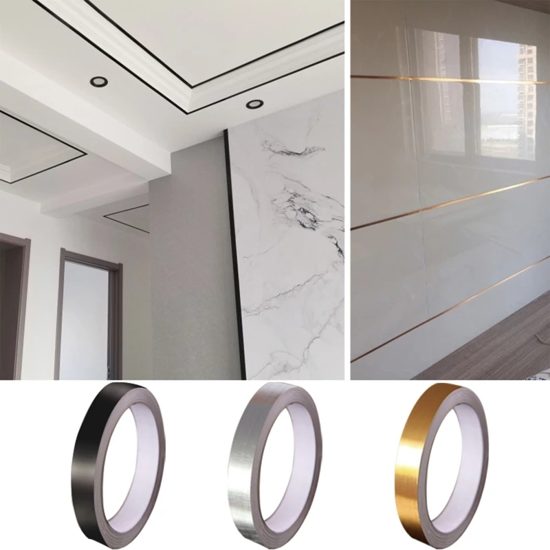 Hotel lobby hall Home Wall Tile Ceramic Gold Silver Foil Self Adhesive Floor Shiny bling Foil Tile gap Decoration Sticker Tape