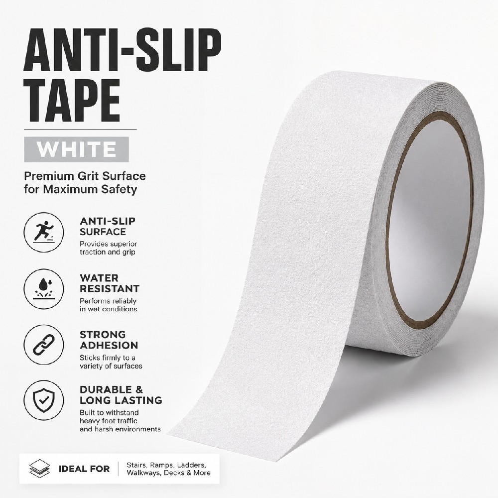 White Anti-Slip Tape – Heavy Duty Waterproof Grip Tape for Stairs, Ramps & Walkways