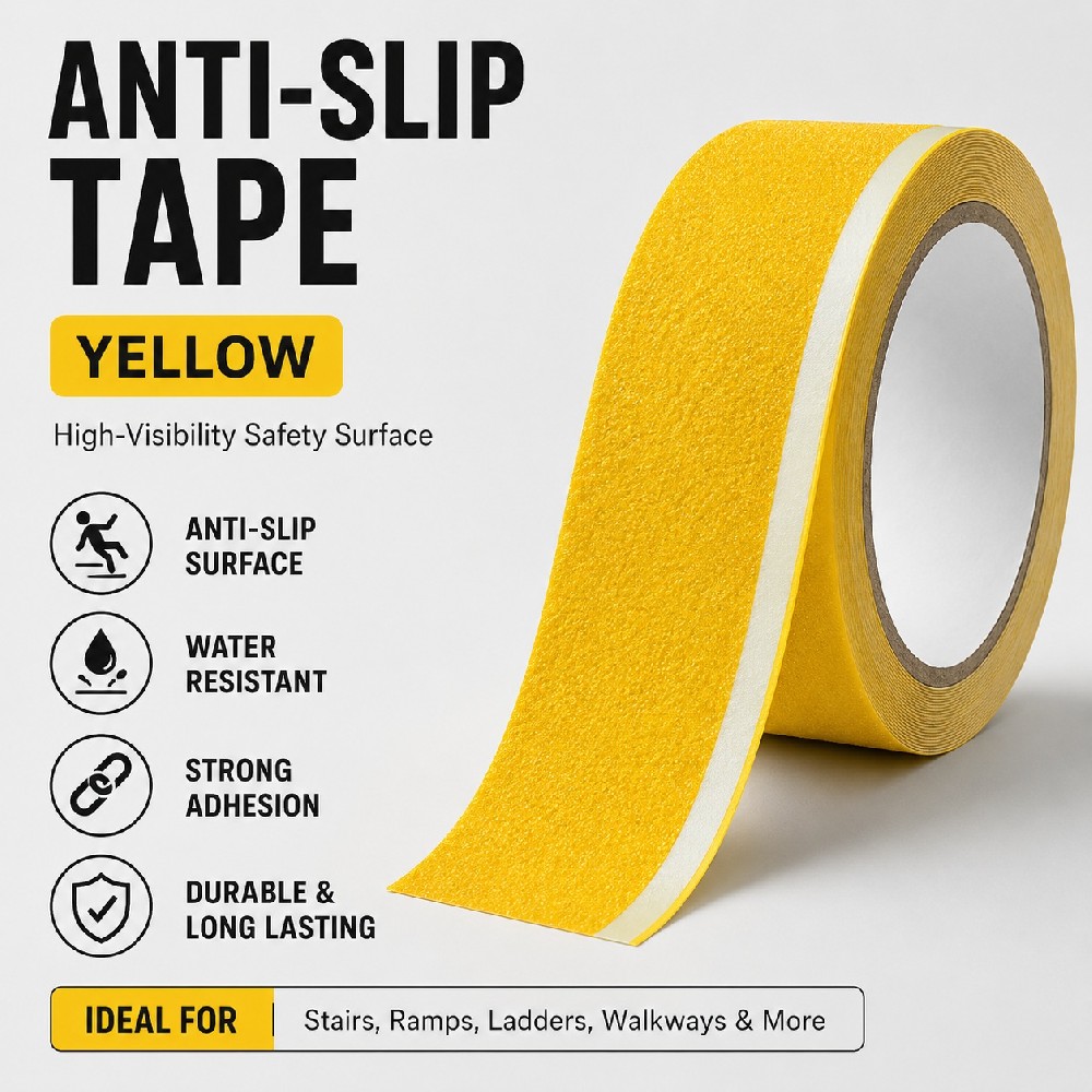 Yellow Anti-Slip Tape – High Visibility Waterproof Grip Tape for Stairs, Ramps, Floors & Ladders