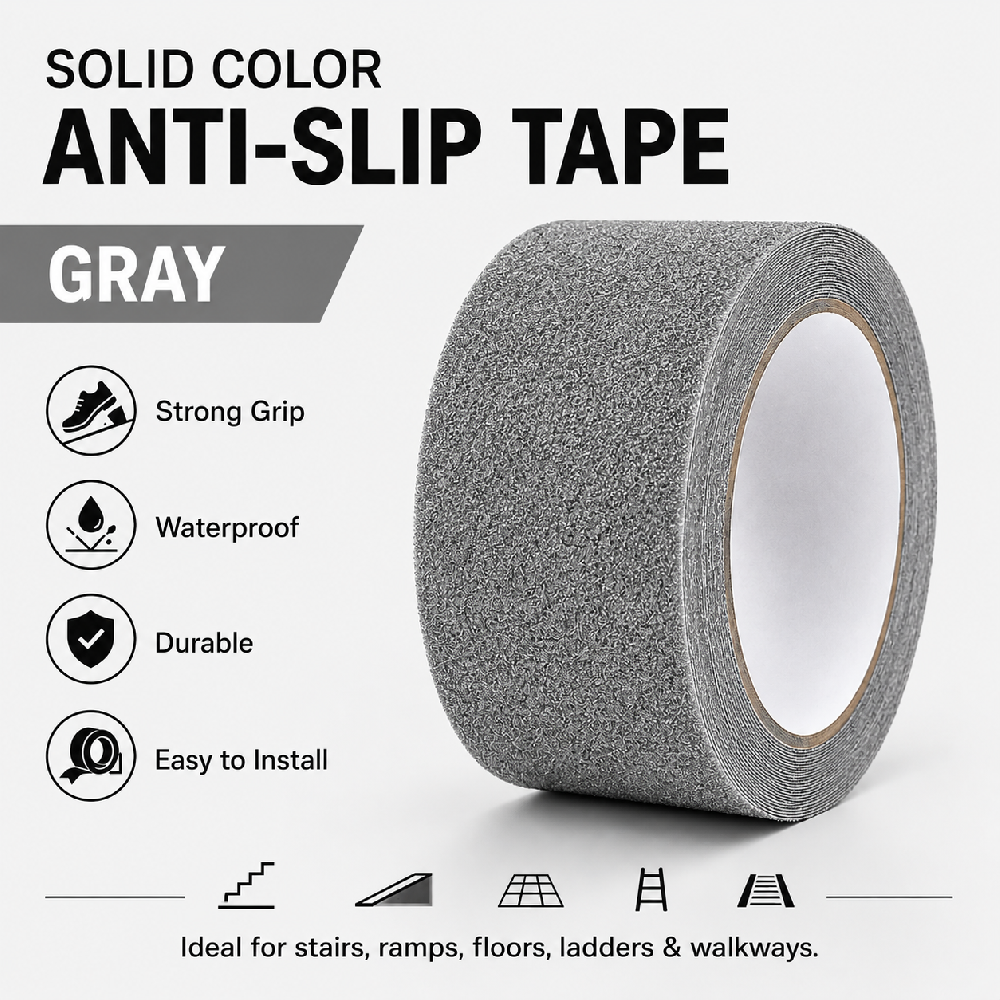 Gray Anti-Slip Tape – Waterproof Non-Slip Grip Tape for Stairs, Floors, Ramps & Walkways