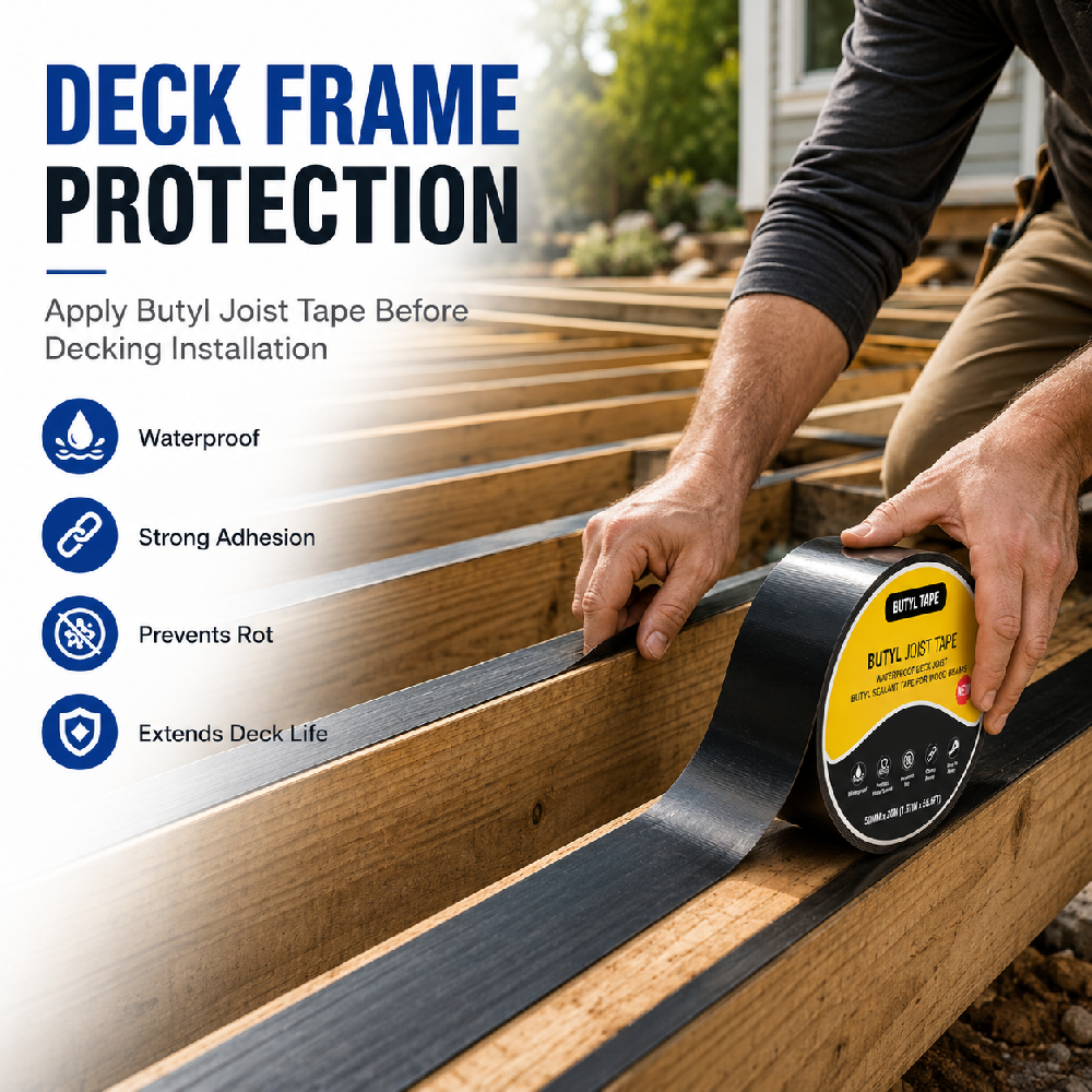 Butyl Joist Tape for Decking – Waterproof Deck Joist Tape for Wood Beam Protection