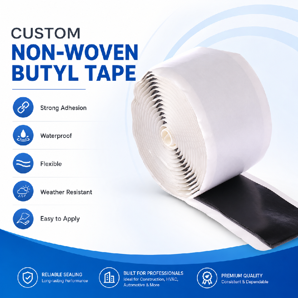 Custom Non-Woven Butyl Tape – Waterproof Self-Adhesive Sealing Tape for Window Frames, Roofs, Wall Joints & Leak Repair