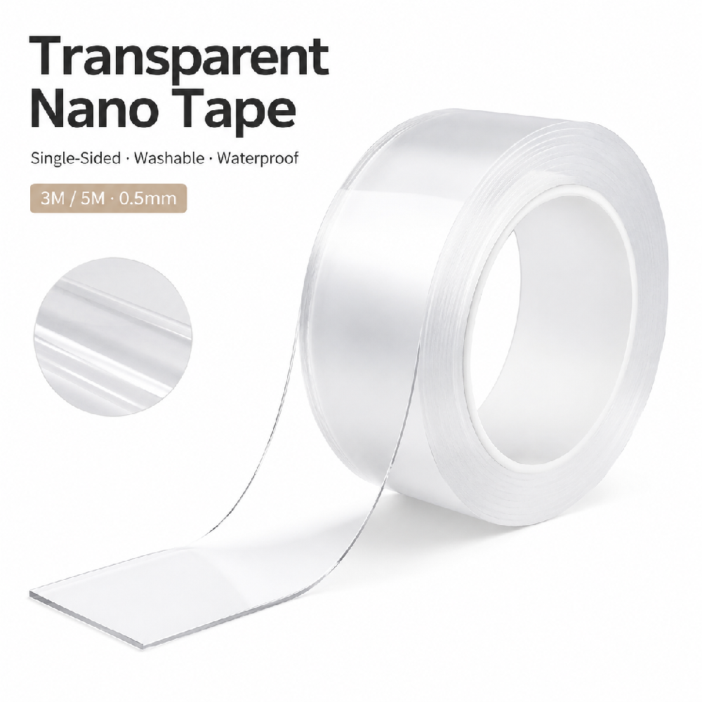 0.5mm Single Sided Transparent Nano Tape – Washable Reusable Waterproof Adhesive Tape